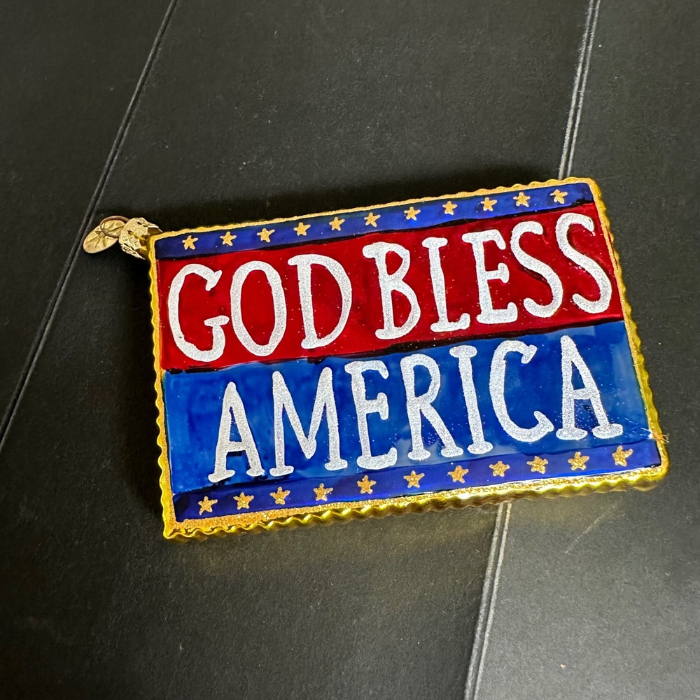 Christopher Radko God Bless America Glass Ornament - Vintage Patriotic Decor